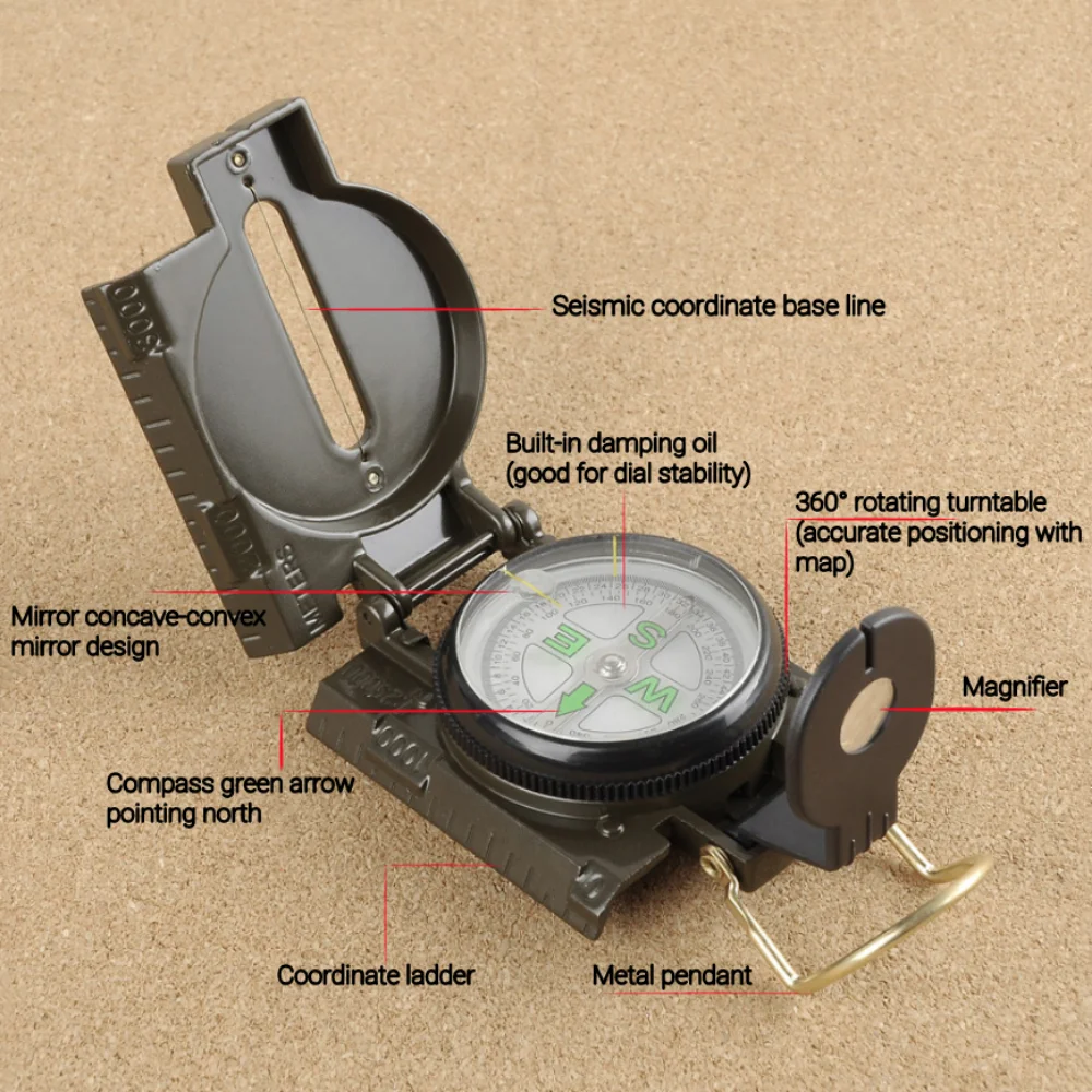 Outdoor Adventure Guide - Kompas Lensatik Multifungsi Portabel dengan Fosfor,