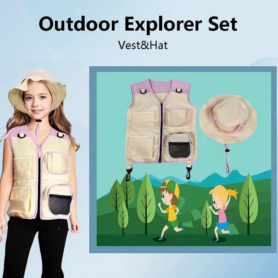 Outdoor Adventure Activities For Kids - Setelan topi rompi penjelajah anak-anak pakaian