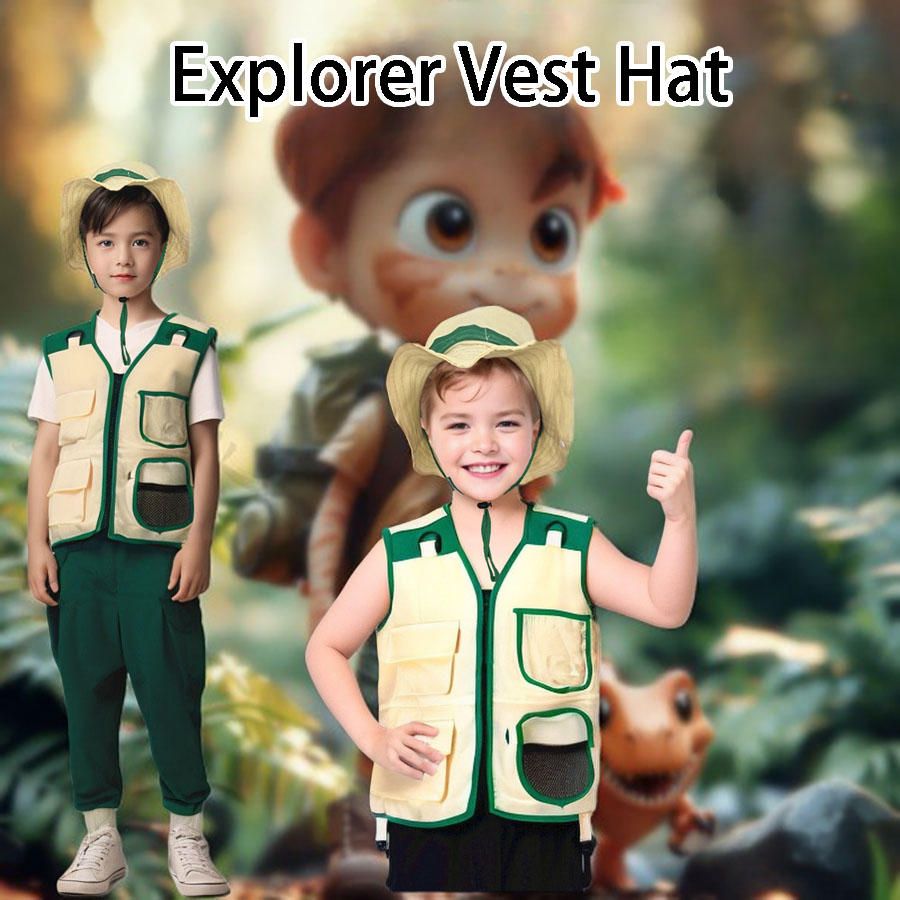 Outdoor Adventure Activities For Kids - Setelan topi rompi penjelajah berkemah anak-anak