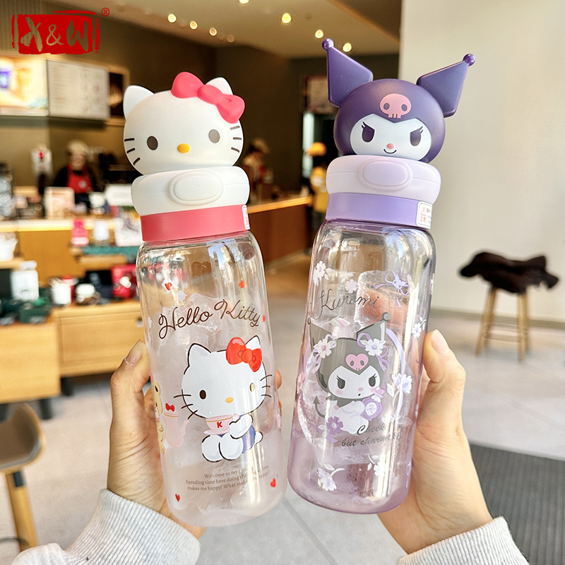 Outdoor Adventure Kids - Botol Minum Plastik Transparan X&W Kawaii
