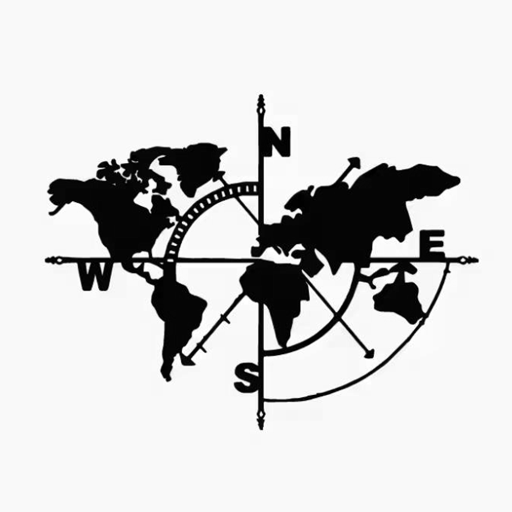 Outdoor Adventure World - Stiker Vinyl Peta Dunia Kompas, Stiker
