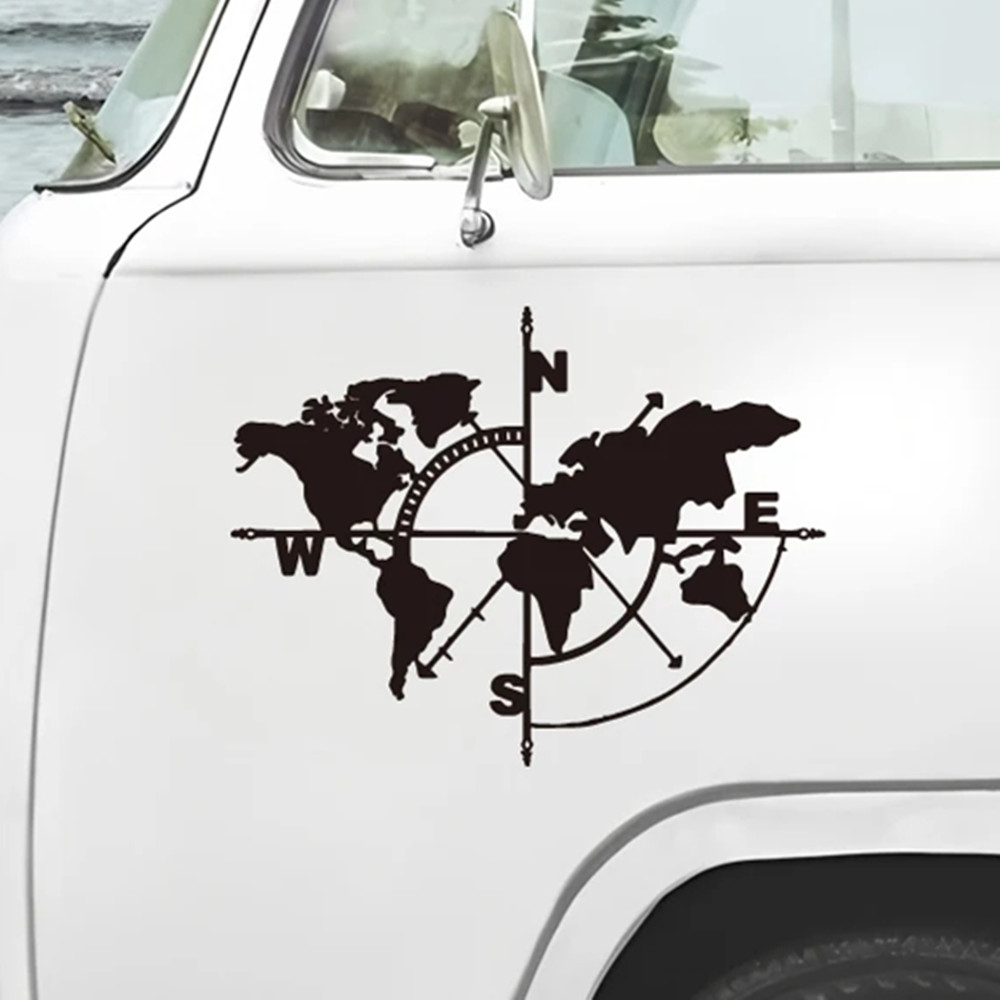 Stiker Vinyl Peta Dunia Kompas - Outdoor Adventure World ulasan dan harga