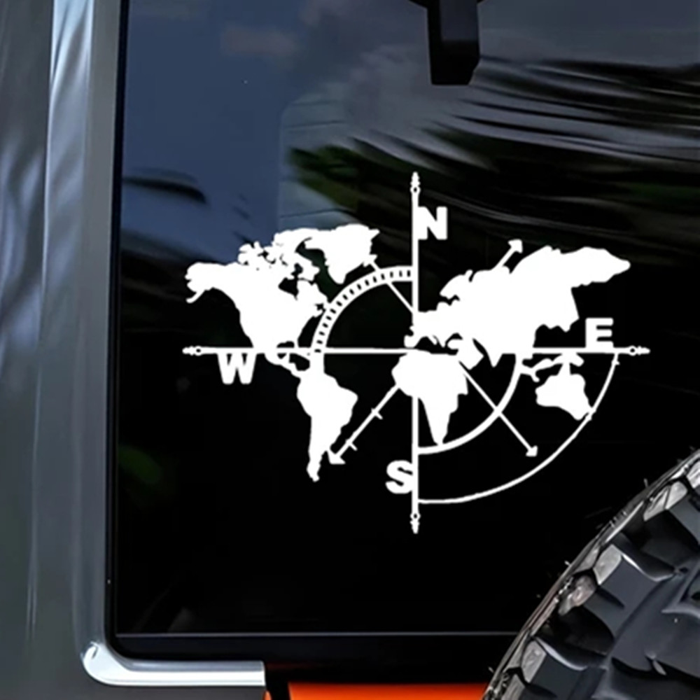 Stiker Vinyl Peta Dunia Kompas - Outdoor Adventure World ulasan dan harga